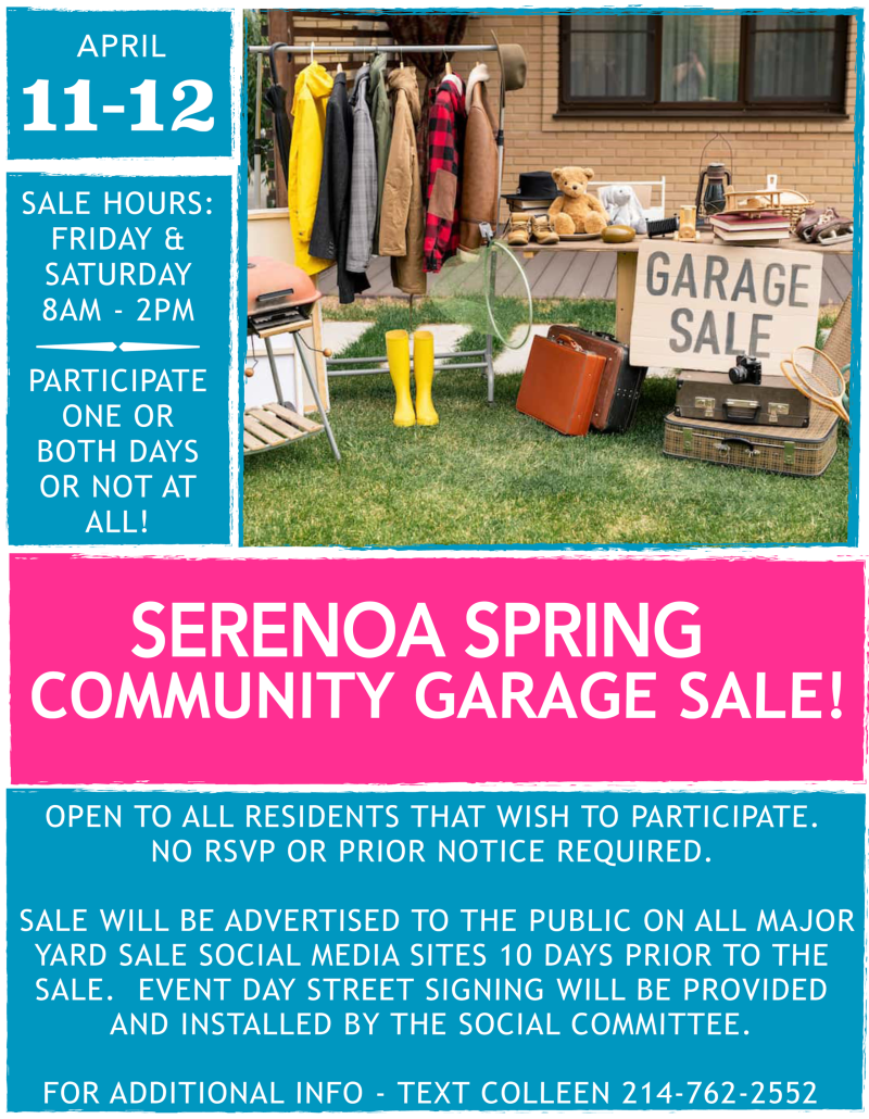 Serenoa SPRING GARAGE SALE 2025 ANNOUNCEMENT_